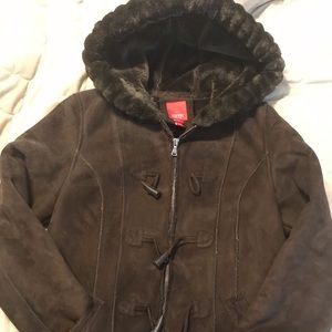 Brown hooded winter coat